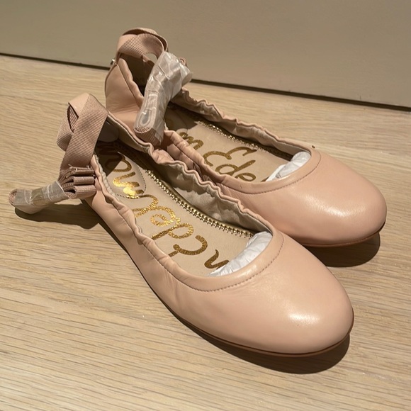Sam Edelman “Fallon” *Brand new* ribbon wrap pink leather ballet flats - Picture 1 of 4